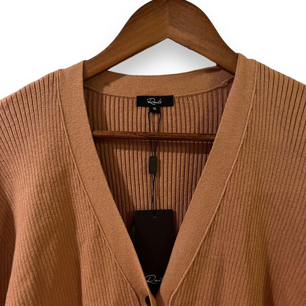 NWT Rails Beau Cardigan XL Camel Tan Silk Blend Quiet Luxury Old Money Preppy - Picture 5 of 12